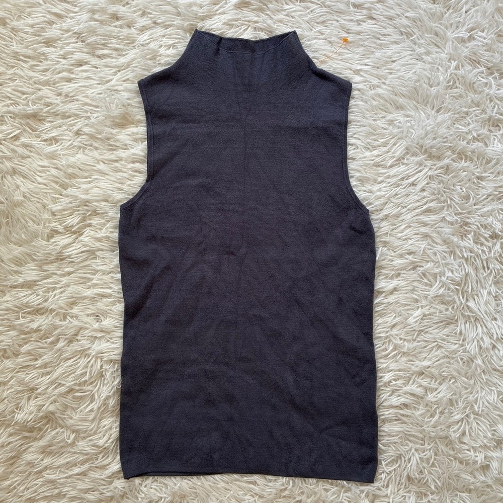 Academia Tahari Womens Mock Neck Sleeveless Knit Top Charcoal Gray Size Medium